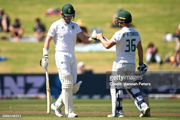 Neil Brand of South Africa and Raynard van Tonder of South Africa during day one of the Men's Second Test in the series between New Zealand and South...