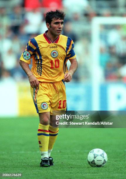 June 10: Gheorghe Hagi of Romania on the ball during the UEFA Euro 1996 Group B match between Romania and France at St James' Park on June 10, 1996...