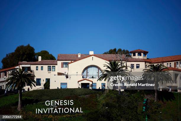 General view of the clubhouse during the 2024 Collegiate Showcase prior to The Genesis Invitational at Riviera Country Club on February 12, 2024 in...