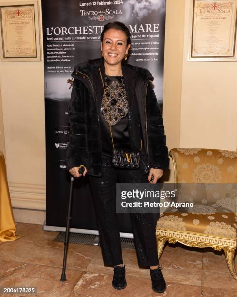 Giusy Versace attends a photocall for "L'Orchestra Del Mare" at Teatro Alla Scala on February 12, 2024 in Milan, Italy.