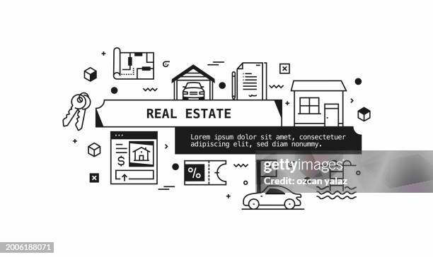 real estate related vector banner design concept. global multi-sphere ready-to-use template. web banner, website header, magazine, mobile application etc. modern design. - pool cleaning stock illustrations