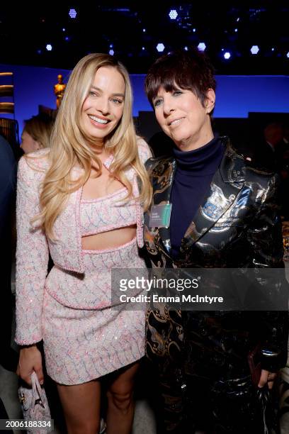 Margot Robbie and Diane Warren attend the 96th Oscars Nominees Luncheon at The Beverly Hilton on February 12, 2024 in Beverly Hills, California.