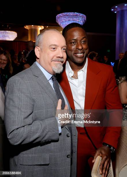 Paul Giamatti and Sterling K. Brown attend the 96th Oscars Nominees Luncheon at The Beverly Hilton on February 12, 2024 in Beverly Hills, California.