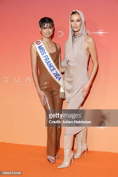 Eve Gilles and Maeva Coucke attend the "Dune 2" Premiere at Le Grand Rex on February 12, 2024 in Paris, France.