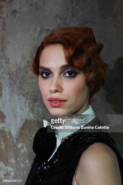 Beatrice Fiorentini poses for a Portrait Session at Vinile on February 12, 2024 in Rome, Italy.