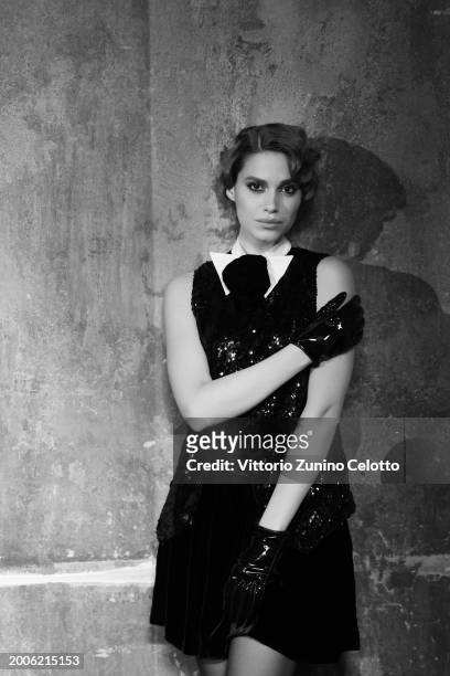 Beatrice Fiorentini poses for a Portrait Session at Vinile on February 12, 2024 in Rome, Italy.