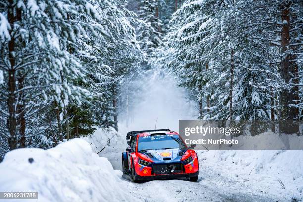 Drivers Ott Tanak and Martin Jarveoja of the Hyundai Shell Mobis World Rally Team are participating in the shakedown with their Hyundai i20 N Rally1...