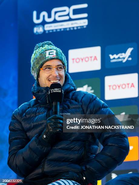 Thierry Neuville of Belgium, driver of Hyundai i20 N Rally1 HYBRID is pictured during team presentation prior to the Umea Sprint 1, 1st stage of the...