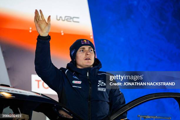 Adrien Fourmaux of France, driver of Ford Puma Rally1 HYBRID, is pictured during team presentation prior to the Umea Sprint 1, 1st stage of the Rally...