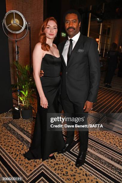 Eleanor Tomlinson and Nicholas Pinnock attend the BAFTA Gala 2024, supported by Bulgari at The Peninsula Hotel on February 15, 2024 in London,...