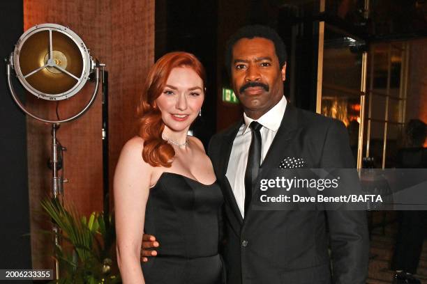 Eleanor Tomlinson and Nicholas Pinnock attend the BAFTA Gala 2024, supported by Bulgari at The Peninsula Hotel on February 15, 2024 in London,...