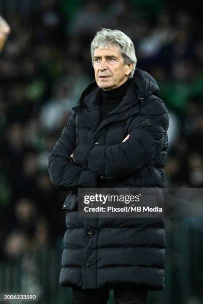 Head Coach of Real Betis Manuel Pellegrini looks on during the UEFA Europa Conference League 2023/24 Knockout Round Play-offs First Leg match between...