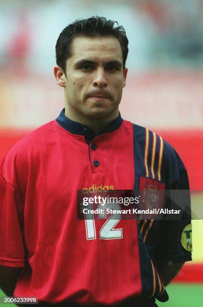 June 9: Barjuan Sergi of Spain during the UEFA Euro 1996 Group B match between Spain and Bulgaria at Elland Road on June 9, 1996 in Leeds, England.