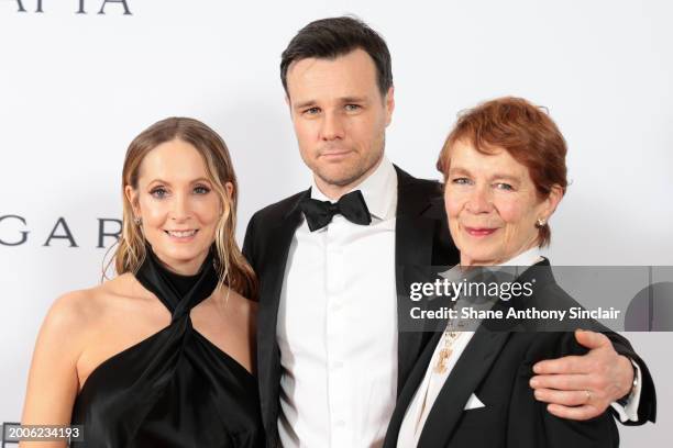 Joanne Froggatt, Rupert Evans & Celia Imrie attend the BAFTA Gala 2024, Supported By Bulgari at The Peninsula Hotel on February 15, 2024 in London,...