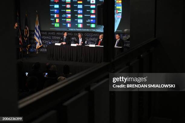 Uruguayan Ambassador to the US Andres Augusto Duran Hareau, US Department of State Deputy Assistant Secretary Kevin Sullivan, NASA Administrator Bill...