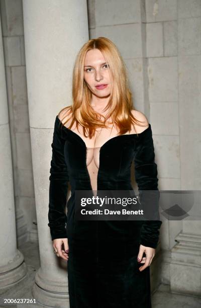 Josephine de La Baume attends the Harris Reed AW24 Show on February 15, 2024 in London, England.