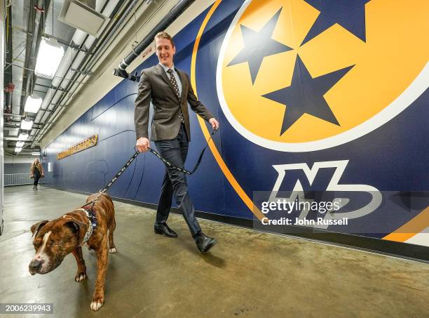 Michael McCarron of the Nashville Predators participates in the Pedigree Foundation Dog Walk with Williamson County Animal Center and Wags & Walks...