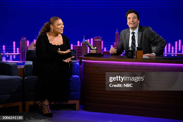Jimmy Fallon Female Rapper Actress & rapper Queen Latifah and host Jimmy Fallon during
