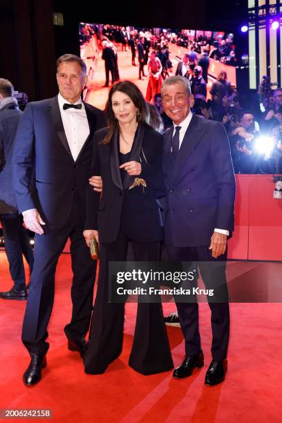 Heiko Kiesow, Iris Berben and Michel Friedman attend the "Small Things Like These" premiere and Opening Red Carpet for the 74th Berlinale...