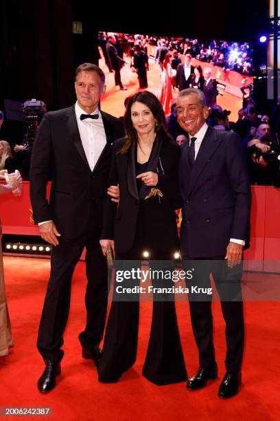 Heiko Kiesow, Iris Berben and Michel Friedman attend the "Small Things Like These" premiere and Opening Red Carpet for the 74th Berlinale...