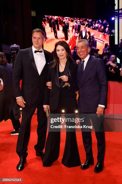 Heiko Kiesow, Iris Berben and Michel Friedman attend the "Small Things Like These" premiere and Opening Red Carpet for the 74th Berlinale...