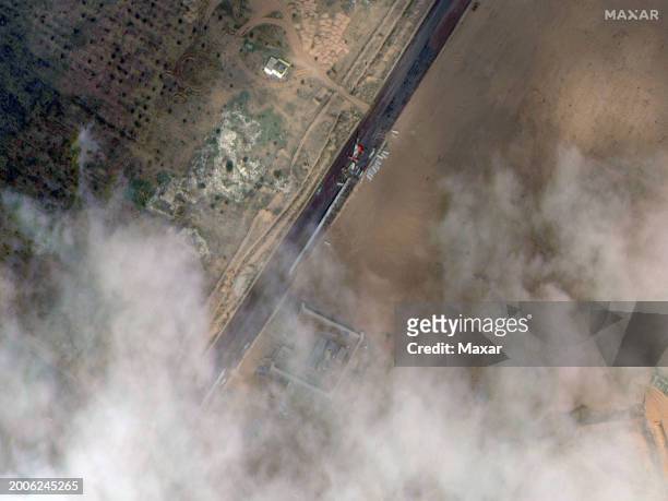 Maxar satellite imagery shows another view of the contruction of a wall near the Rafah border crossing into Egypt. Please use: Satellite image 2024...