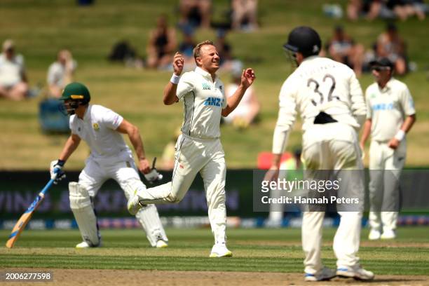 Neil Wagner of the New Zealand Black Caps reacts during day one of the Men's Second Test in the series between New Zealand and South Africa at Seddon...