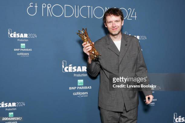 Antoine Reinartz receives the Daniel Toscan award for Marie Ange Luciani during the Producer's Dinner - Cesar Film Awards 2024 At l'Hotel...