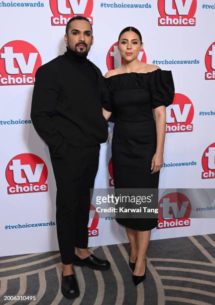 Aaron Thiara and Sophie Khan Levy attend the TV Choice Awards 2024 at the Hilton Park Lane on February 12, 2024 in London, England.