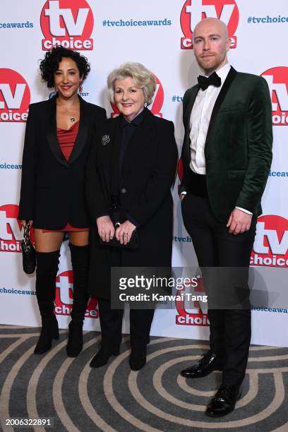 Sarah Kameela Impey, Brenda Blethyn and Riley Jones attend the TV Choice Awards 2024 at the Hilton Park Lane on February 12, 2024 in London, England.