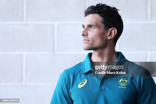 Timothy Anderson watches on during his announcement in the Australian Olympic Team athlete in the K1 canoe slalom during the Australian 2024 Paris...