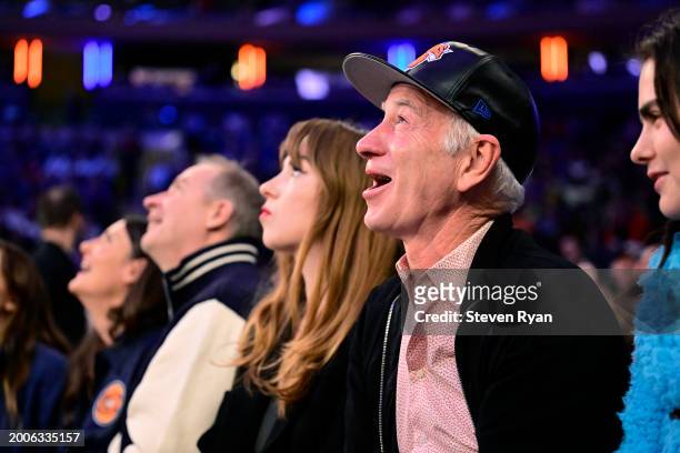 Former professional tennis player John McEnroe attends the game between the New York Knicks and the Indiana Pacers at Madison Square Garden on...