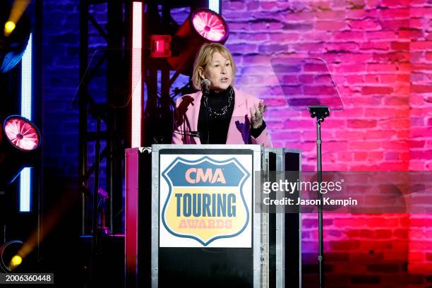 Sarah Trahern speaks duringthe 2023 CMA Touring Awards at Marathon Music Works on February 12, 2024 in Nashville, Tennessee.
