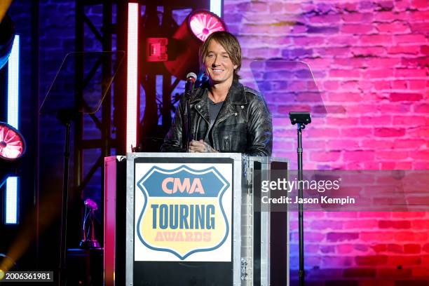 Keith Urban speaks during the 2023 CMA Touring Awards at Marathon Music Works on February 12, 2024 in Nashville, Tennessee.