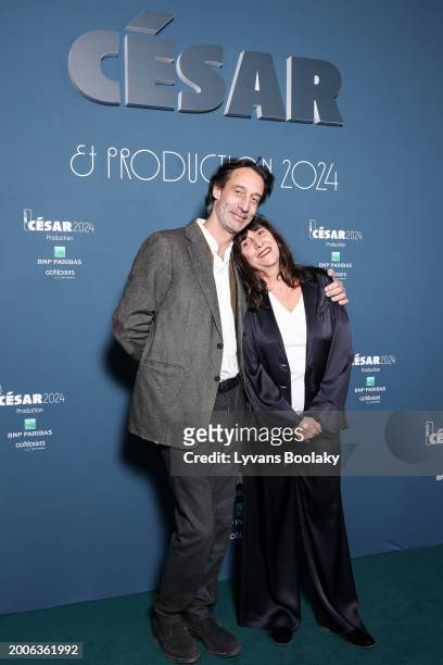 Édouard Weil and a guest attend the Producer's Dinner - Cesar Film Awards 2024 At l'Hotel Intercontinental on February 12, 2024 in Paris, France.