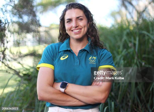 Jessica Fox poses during the Australian 2024 Paris Olympic Games Canoe Slalom Squad Announcement & Training Session at Penrith Whitewater Stadium on...