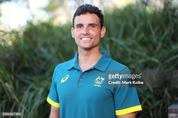Timothy Anderson poses after his announcement as an Australian Olympic Team athlete during the Australian 2024 Paris Olympic Games Canoe Slalom Squad...