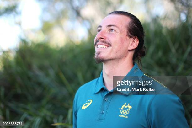 Tristan Carter poses after his announcement as an Australian Olympic Team athlete during the Australian 2024 Paris Olympic Games Canoe Slalom Squad...