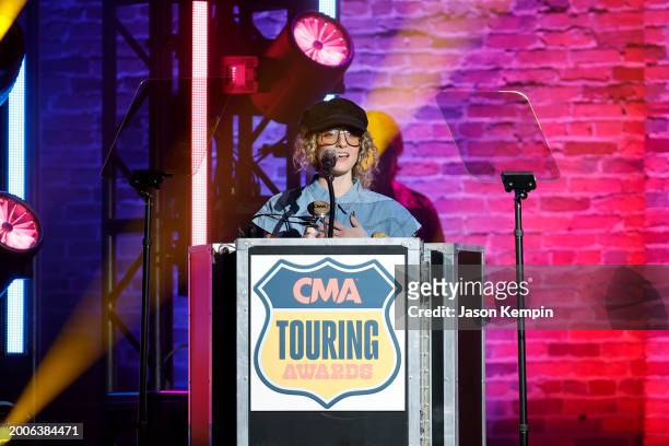 Mandelyn Monchick speaks during the 2023 CMA Touring Awards at Marathon Music Works on February 12, 2024 in Nashville, Tennessee.