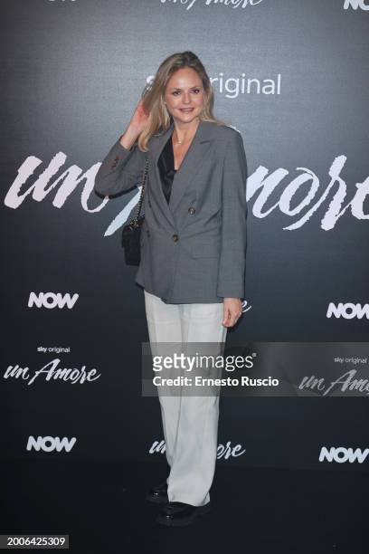 Sarah Varetto attends the premiere for "Un Amore" at Vinile on February 12, 2024 in Rome, Italy.