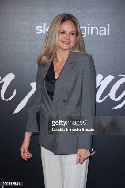 Sarah Varetto attends the premiere for "Un Amore" at Vinile on February 12, 2024 in Rome, Italy.