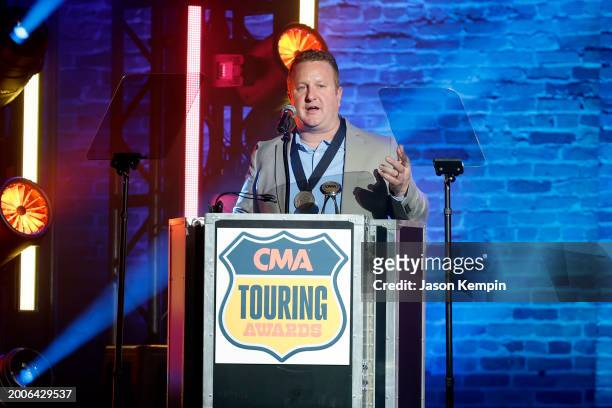 Bryan Baxley speaks during the 2023 CMA Touring Awards at Marathon Music Works on February 12, 2024 in Nashville, Tennessee.