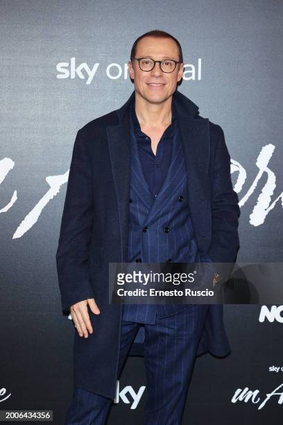 Stefano Accorsi attends the premiere for "Un Amore" at Vinile on February 12, 2024 in Rome, Italy.
