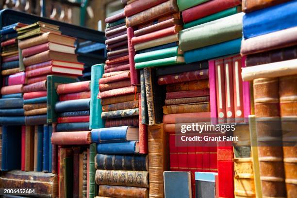 stack of old books - portobello road stock pictures, royalty-free photos & images