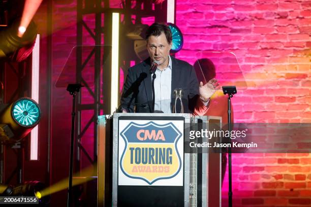 Marc Dennis speaks during the 2023 CMA Touring Awards at Marathon Music Works on February 12, 2024 in Nashville, Tennessee.