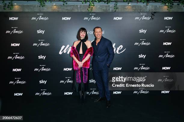Margaux Billard and Stefano Accorsi attend the premiere for "Un Amore" at Vinile on February 12, 2024 in Rome, Italy.