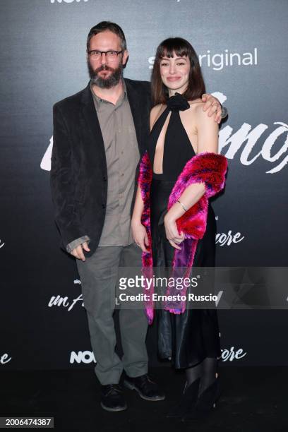 Francesco Lagi, Margaux Billard attend the premiere for "Un Amore" at Vinile on February 12, 2024 in Rome, Italy.