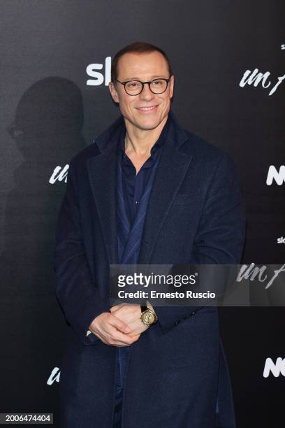 Stefano Accorsi attends the premiere for "Un Amore" at Vinile on February 12, 2024 in Rome, Italy.