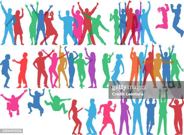groups of happy people (all people are complete and moveable) - best male dancer stock illustrations