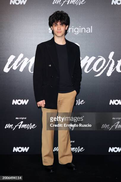 Luca Santoro attends the premiere for "Un Amore" at Vinile on February 12, 2024 in Rome, Italy.